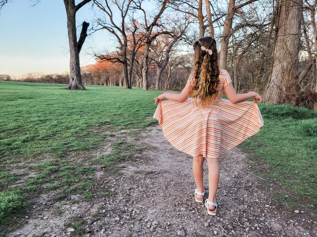 Organic Multi Colored Stripe Spring Twirl Dress