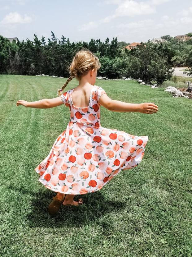Watercolor Apples Twirl Dress For Fall