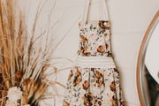 Cream boho floral and stripe personalized apron