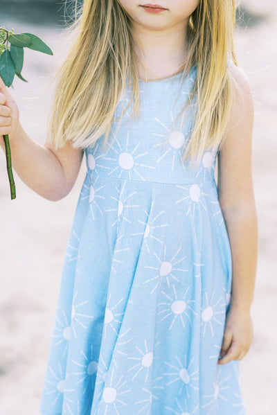 You are my sunshine twirl dress in light blue