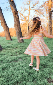 Organic Multi Colored Stripe Spring Twirl Dress
