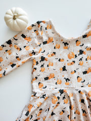 Black Cats, Pumpkins, and Ghosts Organic Cotton Twirl Dress