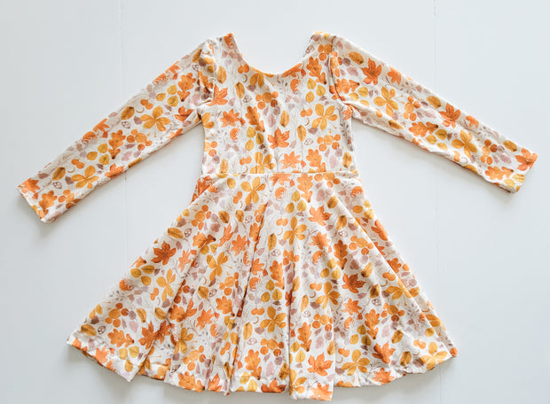 Organic Cotton Fall Leaves Twirl Dress