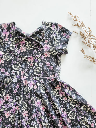Organic Cotton Violet Floral Twirl Dress
