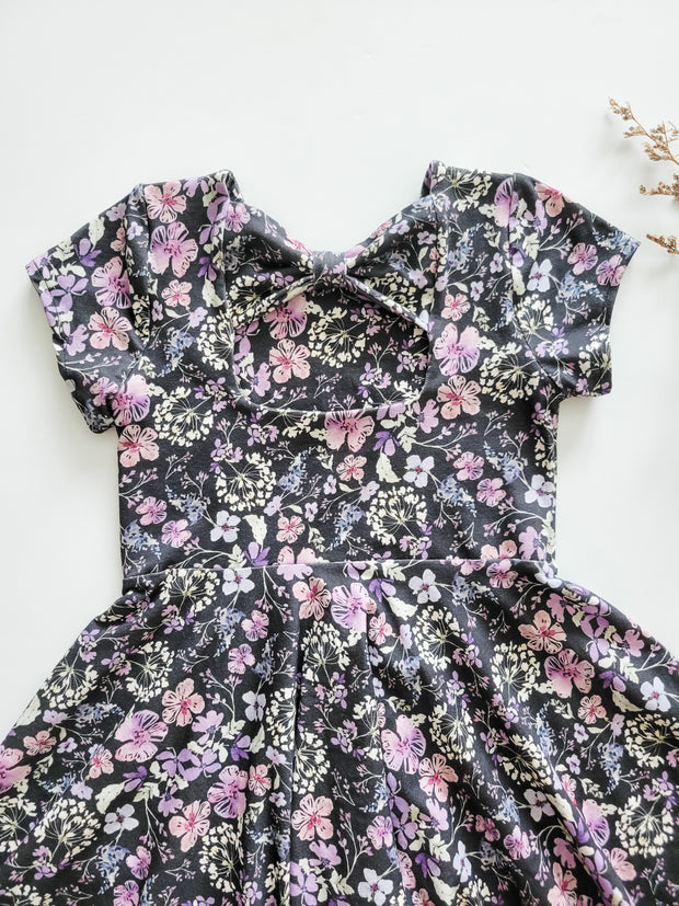 Organic Cotton Violet Floral Twirl Dress