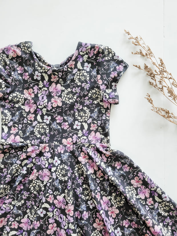 Organic Cotton Violet Floral Twirl Dress
