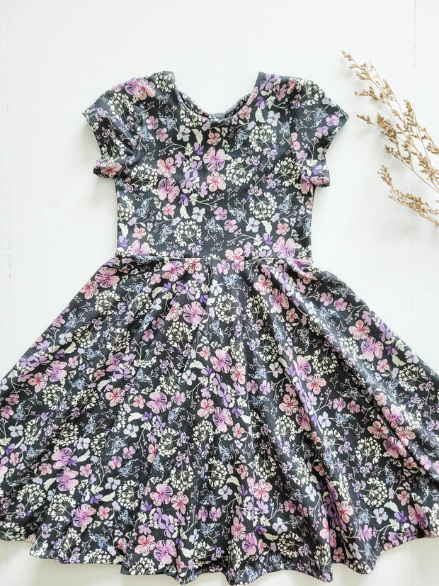 Organic Cotton Violet Floral Twirl Dress