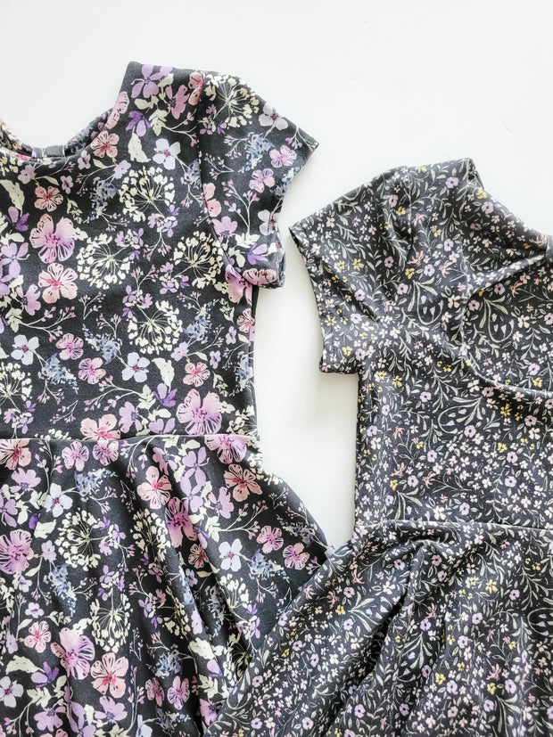 Organic Cotton Violet Floral Twirl Dress