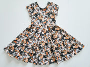 Organic Cotton Dark Fall Floral Twirl Dress