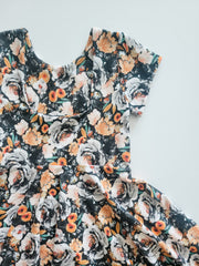 Organic Cotton Dark Fall Floral Twirl Dress