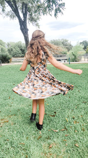 Organic Cotton Dark Fall Floral Twirl Dress