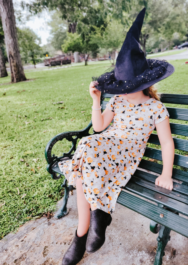 Black Cats, Pumpkins, and Ghosts Organic Cotton Twirl Dress