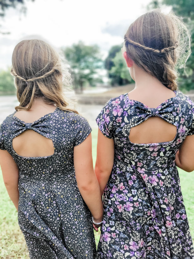 Organic Cotton Violet Floral Twirl Dress
