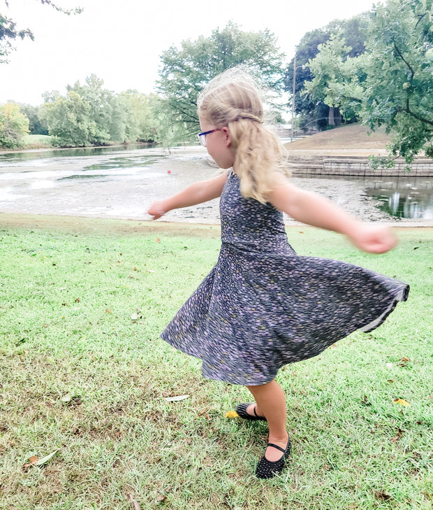 Organic Cotton Midnight Floral Twirl Dress