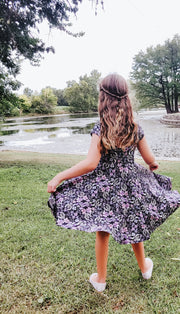 Organic Cotton Violet Floral Twirl Dress
