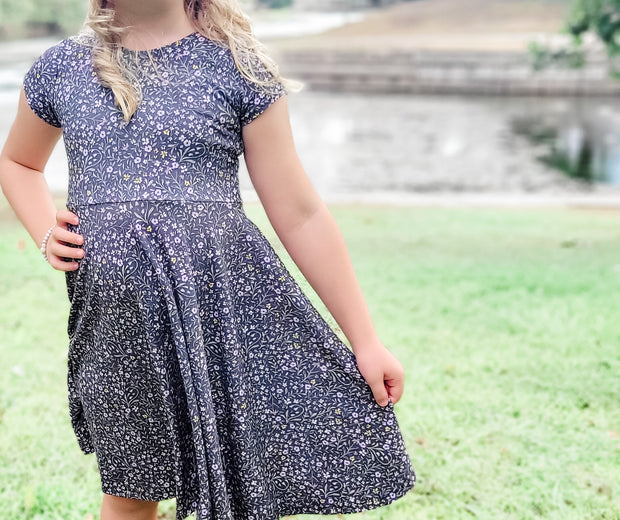 Organic Cotton Midnight Floral Twirl Dress