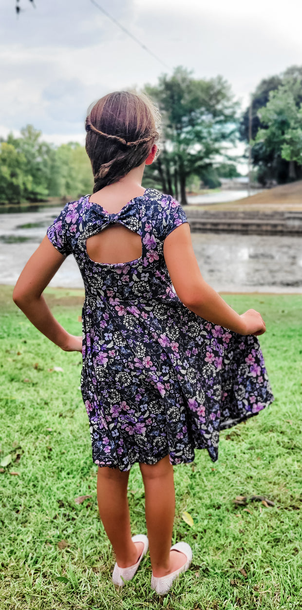 Organic Cotton Violet Floral Twirl Dress