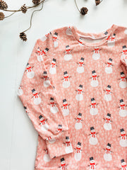 Organic Cotton Pink Snowman Christmas Pajamas
