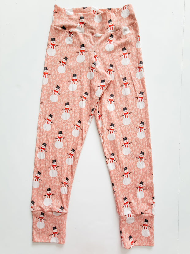 Organic Cotton Pink Snowman Christmas Pajamas
