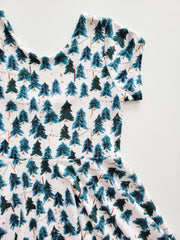 Forest Green Pine Tree Christmas Twirl Dress