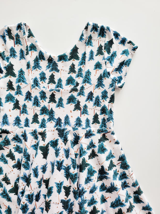 Forest Green Pine Tree Christmas Twirl Dress