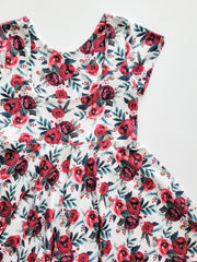 Red Watercolor Floral Christmas Twirl Dress