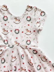 Organic Cotton Nutcracker Theme Pink Christmas Twirl Dress