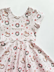 Organic Cotton Nutcracker Theme Pink Christmas Twirl Dress