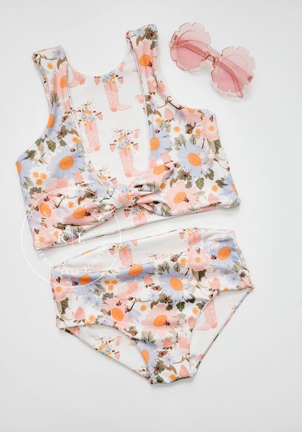 Strawberries, Florals and Cowgirl Boots Reversible Swimsuit