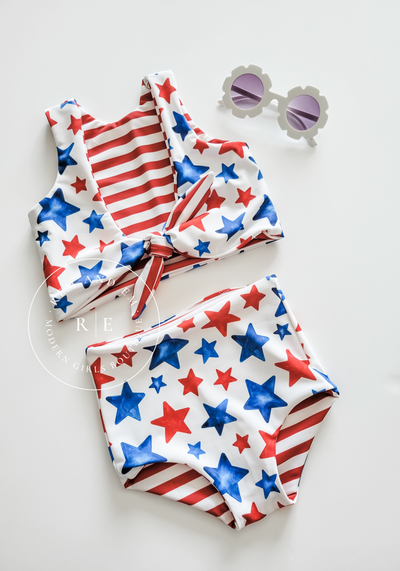 Stars and Stripes Girls Reversible Swimsuits