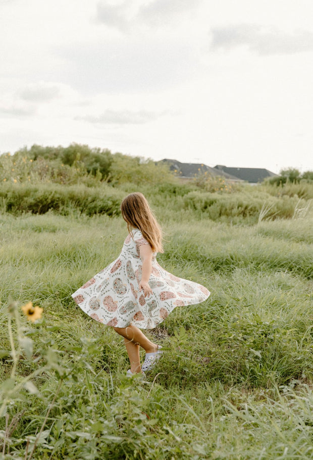 Organic Cotton Woodland Pumpkins Twirl Dress