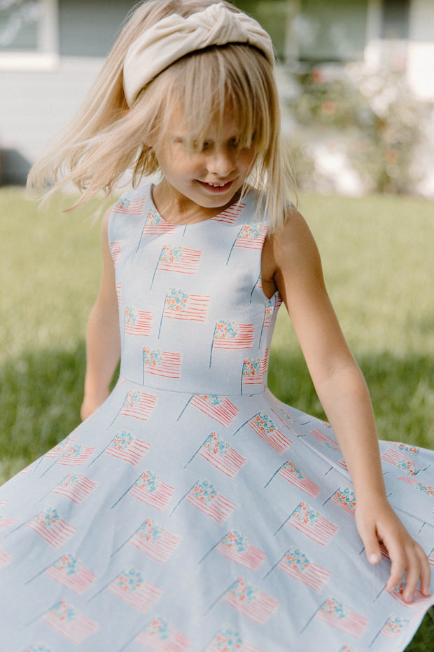 4th july dress 4th of July Patriotic Floral Flag Twirl Dress – Rem and Em