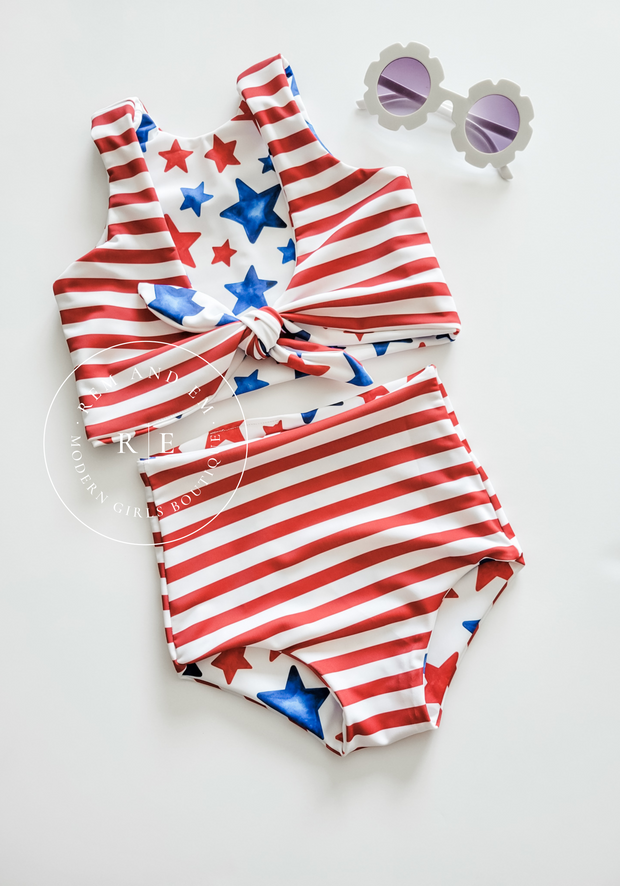 Stars and Stripes Girls Reversible Swimsuits
