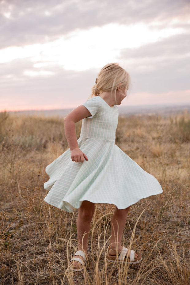Organic Girls Ice Blue Gingham Twirl Dress Rem and Em Organic Girls Ice Blue Gingham Twirl Dress Rem and Em