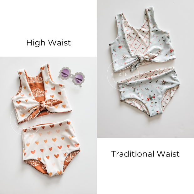 Oversized Christmas Ornaments and Pink Trees Reversible Swimsuit