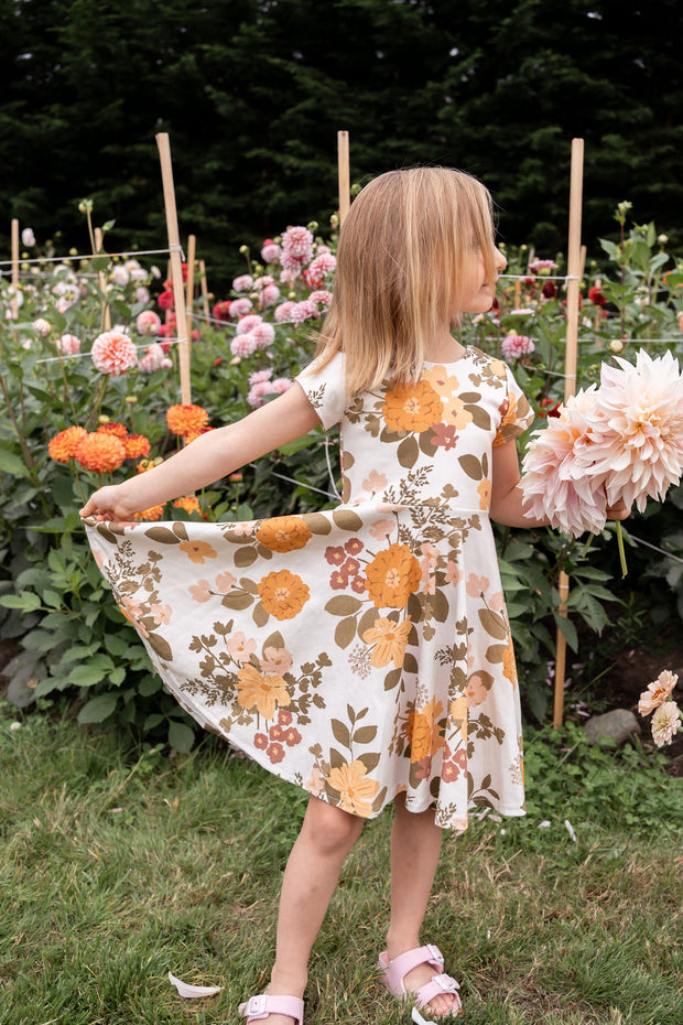 Organic Large Floral Twirl Dress Rem and Em Organic Large Floral Twirl Dress Rem and Em