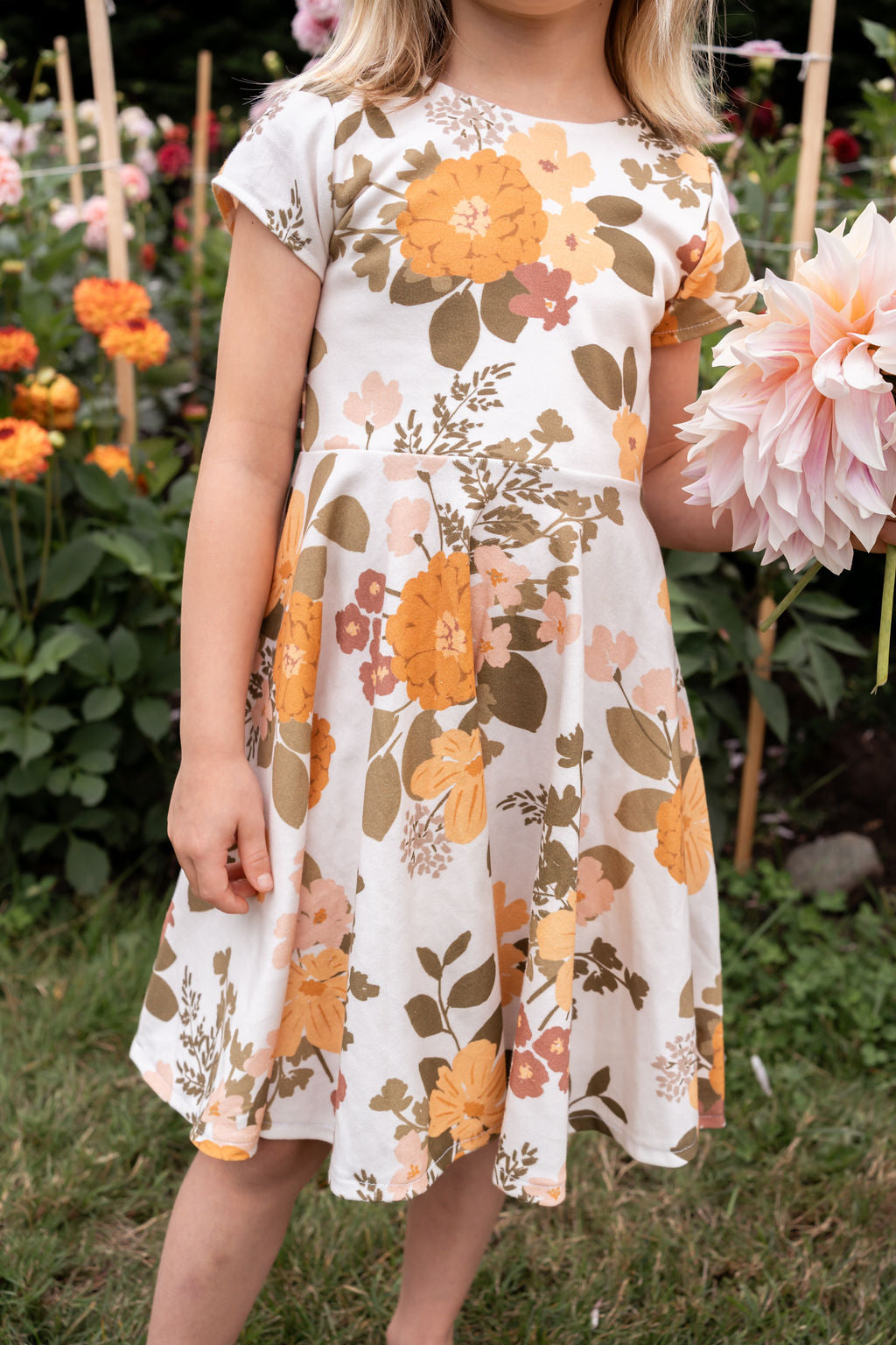 Organic Large Floral Twirl Dress Rem and Em Organic Large Floral Twirl Dress Rem and Em