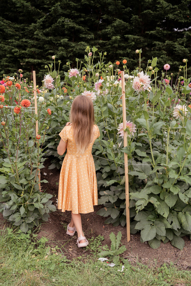 Organic Golden Polka Dots Twirl Dress