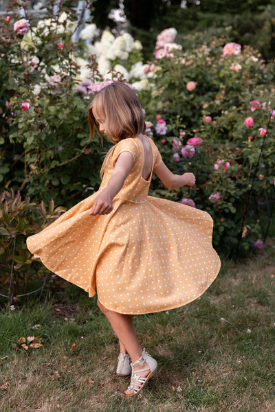 Organic Golden Polka Dots Twirl Dress