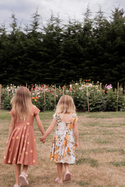 Organic Rusty Mauve and Golden Florals Twirl Dress