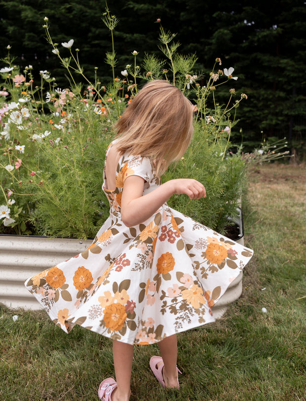 Organic Large Floral Twirl Dress Rem and Em Organic Large Floral Twirl Dress Rem and Em