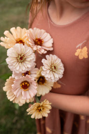 Organic Rusty Mauve and Golden Florals Twirl Dress