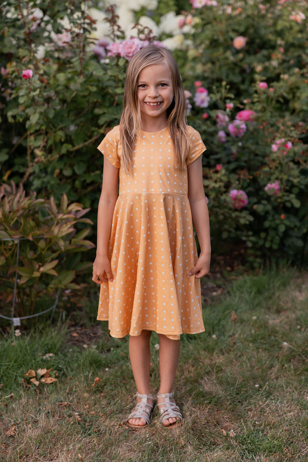 Organic Golden Polka Dots Twirl Dress