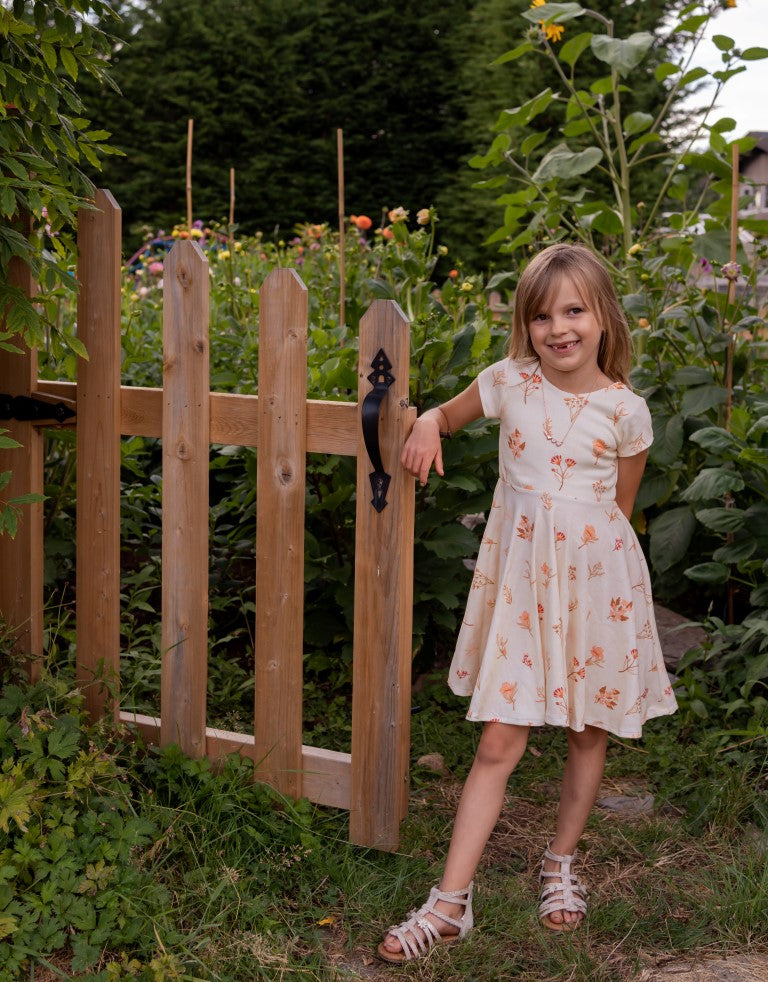 Organic Peachy Wildflower Twirl Dress For Fall – Rem and Em