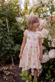 Girls Organic Cotton Peachy Wildflower Twirl Dress For Fall