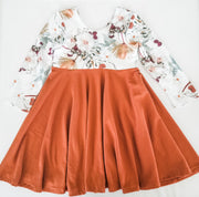 Boho Floral and Burnt Orange Toddler Dress