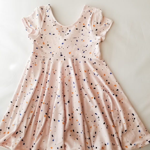 Terrazzo Print Twirl Dress For Summer