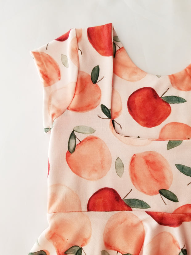 Watercolor Apples Twirl Dress For Fall