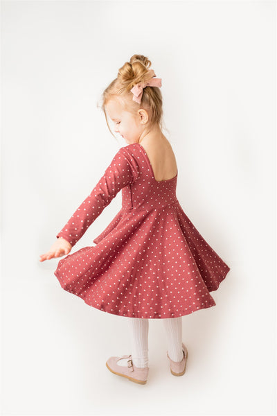 Girls mauve valentine's day dress