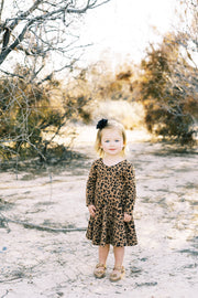 Brown Cheetah Print Toddler Twirl Dress